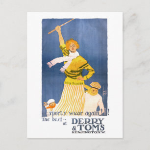 Cartão Postal Poster vintage Derry & Toms muito raro Restaurado