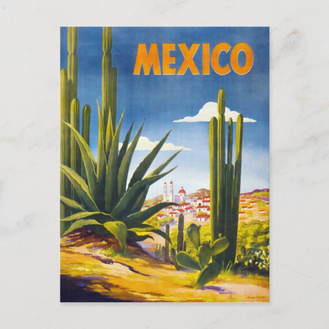 Cartão Postal Poster vintage do México restaurado (Frente)