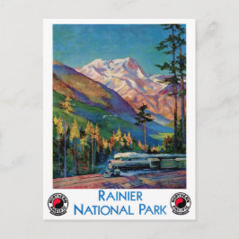 Cartão Postal Poster vintage do Rainier National Park Restaurado