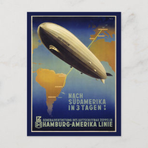 Cartão Postal Poster vintage Graf Zeppelin Restaurado