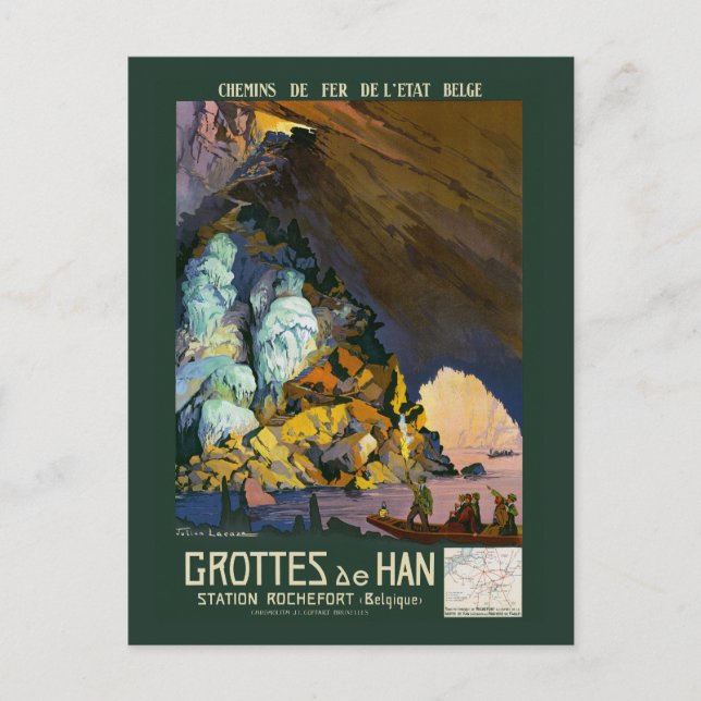 Cartão Postal Poster vintage Grottes de Han 1922 (Frente)