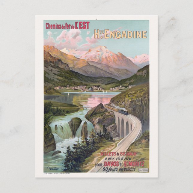Cartão Postal Poster vintage Haute Engadine 1910 (Frente)