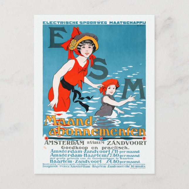 Cartão Postal Poster vintage Holandês ESM Amsterdam Haarlem (Frente)