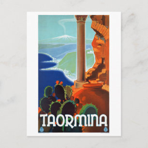 Cartão Postal Poster vintage Itália Taormina Sicília