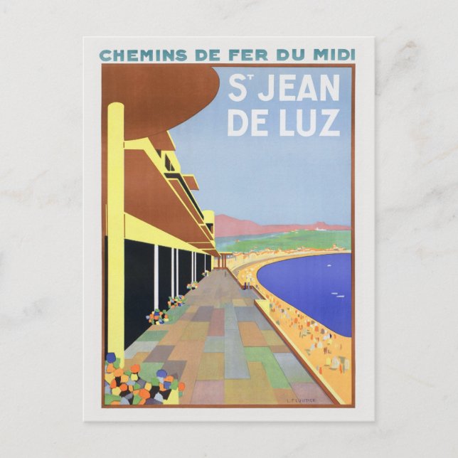 Cartão Postal Poster vintage Jean de Luz 1928 (Frente)