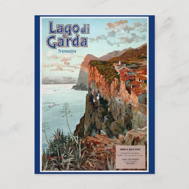 Cartão Postal Poster vintage Lago de Garda (Frente)
