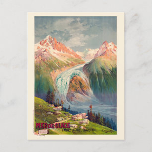 Cartão Postal Poster vintage Mer de Glace Mont Blanc France 1898