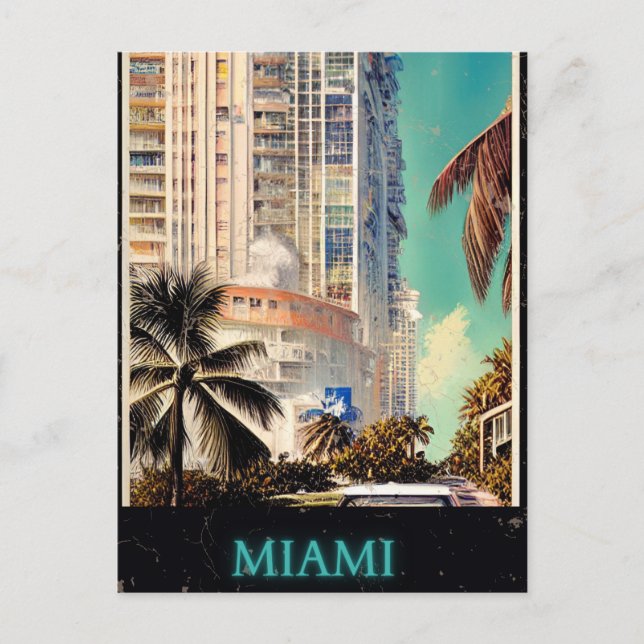 Cartão Postal Poster vintage Miami por CallisC (Frente)
