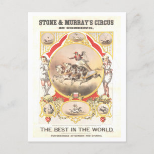 Cartão Postal Poster vintage para Stone & Murray Circus