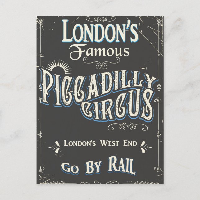 Cartão Postal Poster vintage Piccadilly Circus London (Frente)