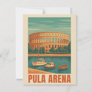 Cartão Postal Poster vintage Pula Arena - Muro Anfitheater Roman