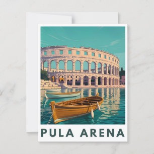 Cartão Postal Poster vintage Pula Arena - Muro Anfitheater Roman