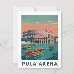 Cartão Postal Poster vintage Pula Arena - Muro Anfitheater Roman