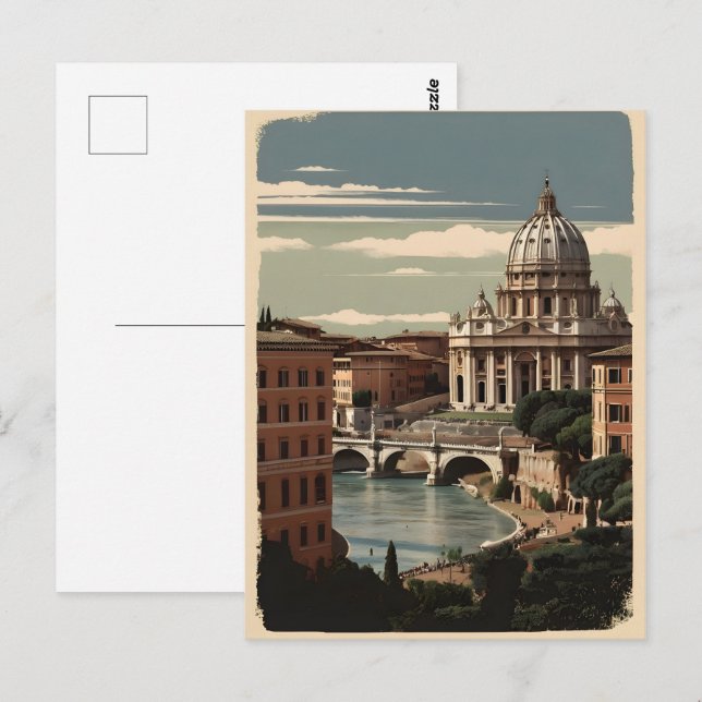 Cartão Postal Poster vintage Roma (Frente/Verso)