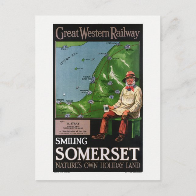Cartão Postal Poster vintage Smiling Somerset UK 1940 (Frente)