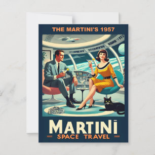 Cartão Postal Posteres de viagens espaciais Martini em 1957