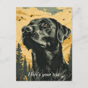 Cartão Postal Pôsteres Personalizados Antigos do Labrador Preto