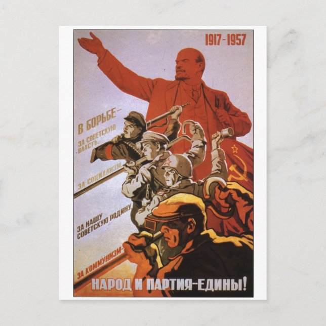 Cartão Postal Posters da propaganda de União Soviética da guerra (Frente)