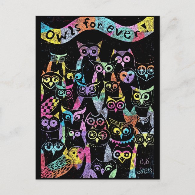 Cartão Postal Postkarte Eule (Frente)