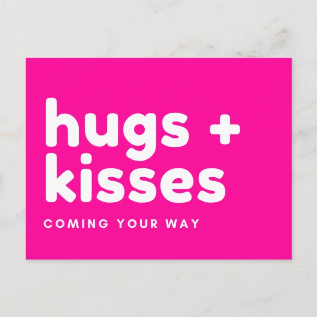 Cartão Postal Postkarte - "hugs + kisses coming your way" (Frente)