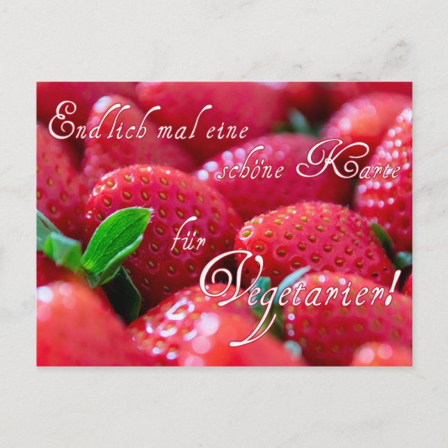 Cartão Postal Postkarte mit Erdbeeren für Vegetarier! (Frente)