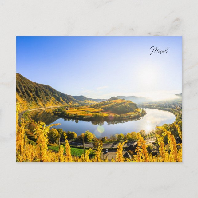 Cartão Postal Postkarte Mosel bei Bremm im Sonnenaufgang (Frente)