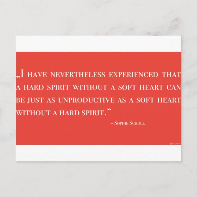 Cartão Postal Postkarte - Sophie Scholl - Zitat - Rosa Branca (Frente)