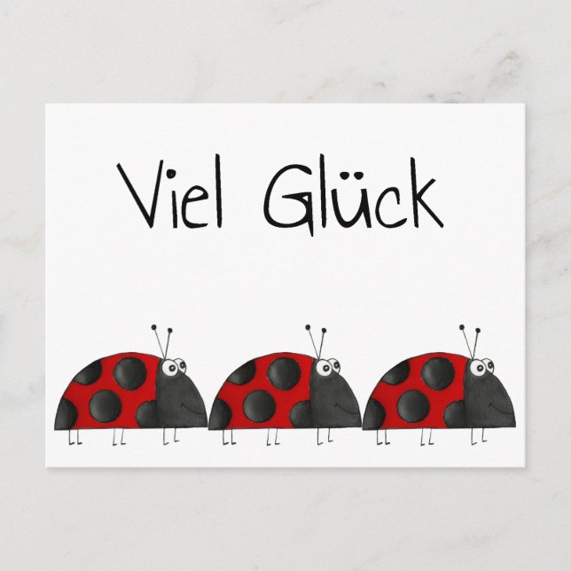 Cartão Postal Postkarte Viel Glück, Marienkäfer Glückwunschkarte (Frente)