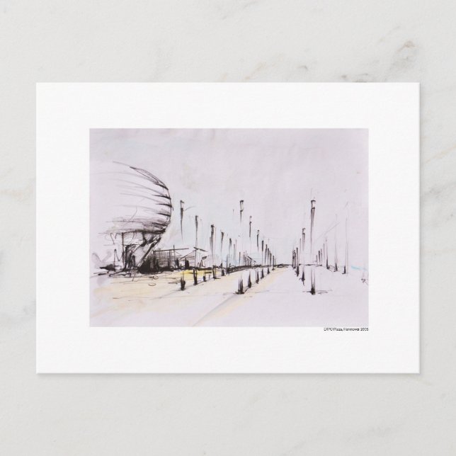 Cartão Postal Postkarte Zeichnung Bleistift Hannover (Frente)