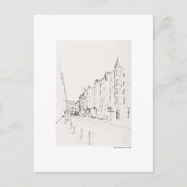 Cartão Postal Postkarte Zeichnung Bleistift Hannover (Frente)