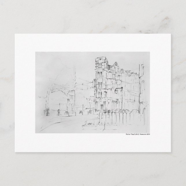 Cartão Postal Postkarte Zeichnung Bleistift Hannover (Frente)