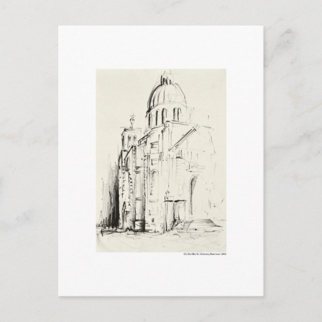 Cartão Postal Postkarte Zeichnung Bleistift Hannover Landschaft (Frente)