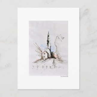 Cartão Postal Postkarte Zeichnung Bleistift Hannover Landschaft