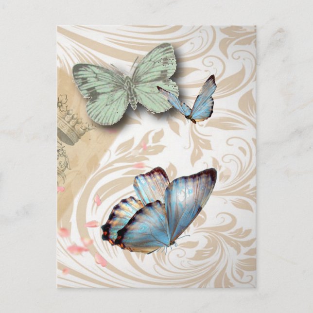 Cartão Postal postmark scripts borterfly Paris Effiel Tower (Frente)