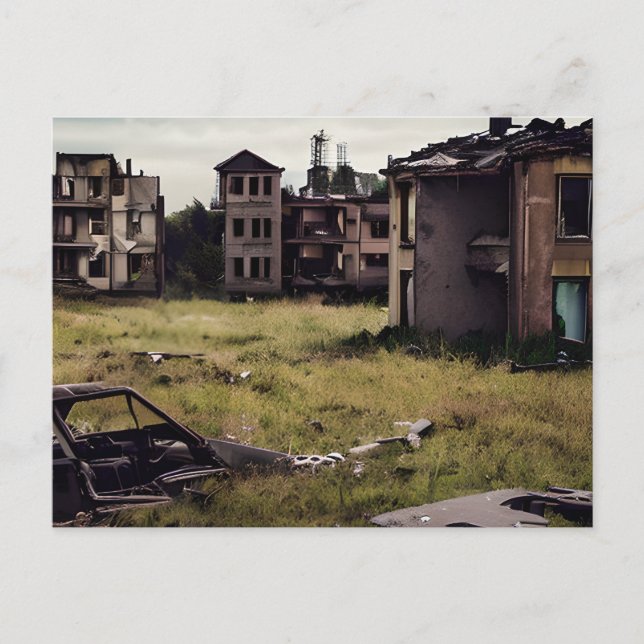 Cartão Postal Posto Abandonado Edifícios Apocalípticos (Frente)