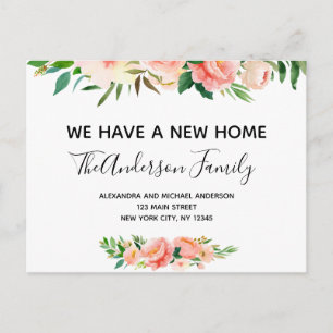 Cartão Postal Posto de Anúncio de Movimentação Floral de Pêssego