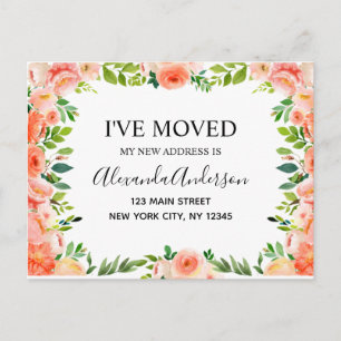 Cartão Postal Posto de Anúncio de Movimentação Floral de Pêssego
