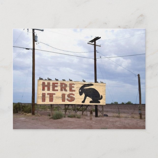 Cartão Postal Posto de Comércio de Jackrabbit Rota 66 (Frente)