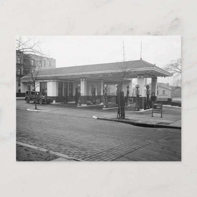 Cartão Postal Posto de Gasolina Amoco, 1925 (Frente)