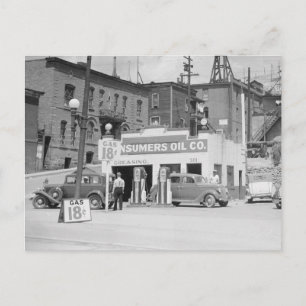 Cartão Postal Posto de Gasolina em Montana, 1939
