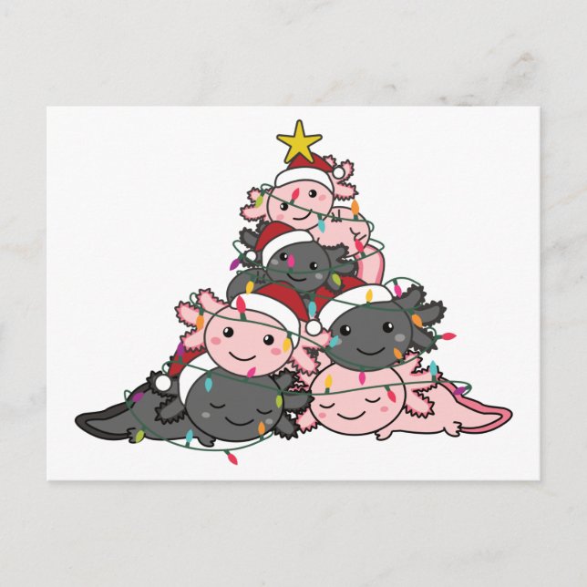 Cartão Postal Posto de Natal da árvore de Natal Axolotl Engraçad (Frente)