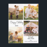 Cartão Postal Posto de Natal de Quatro Fotos da Família Minimali<br><div class="desc">Cartão postal de Natal da Família Minimalista de Quatro Fotografias Minimalista Simples Quatro Cartões de Foto de Natal com Quatro Fotografias com Cartaz de Natal Simples, com uma imagem de cabeçalho não editável da caligrafia moderna, os nomes das famílias. A parte de trás do cartão postal está preparada para o...</div>