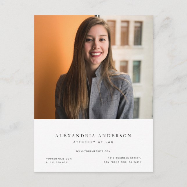 Cartão Postal Posto de Negócios de Fotos Profissionais do Advoga (Frente)