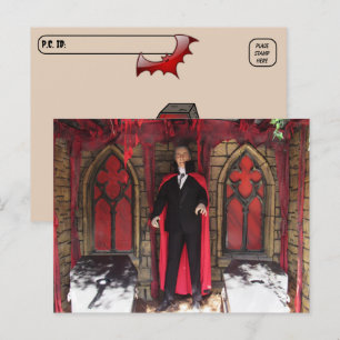 Cartão Postal Posto - Monstro Vampiro / Halloween