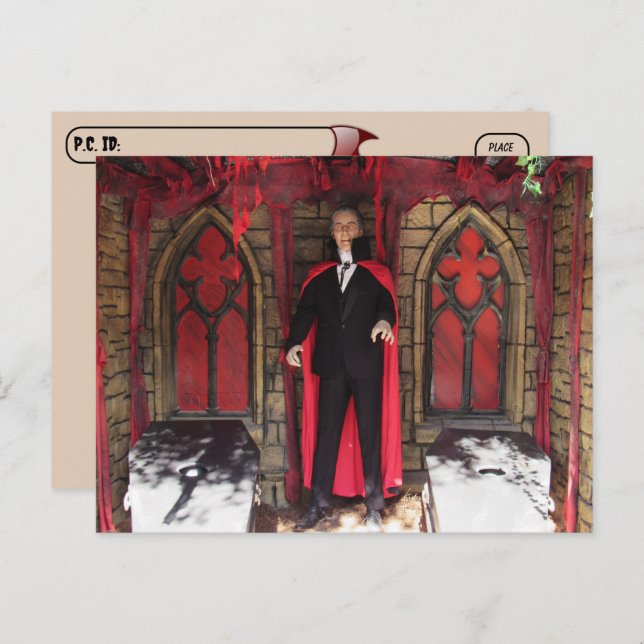 Cartão Postal Posto - Monstro Vampiro / Halloween (Frente/Verso)