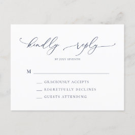 Cartão Postal Posto RSVP de Casamento Mínimo do Marinho Azul Mod
