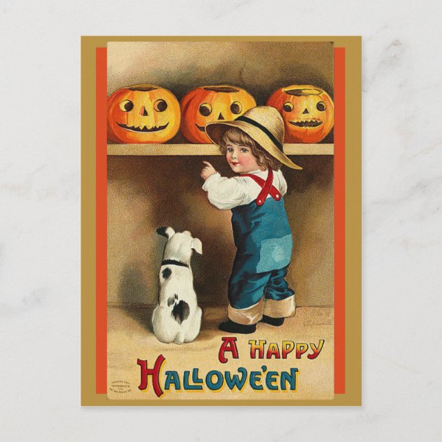 Cartão Postal Posto Vintage Halloween (Frente)