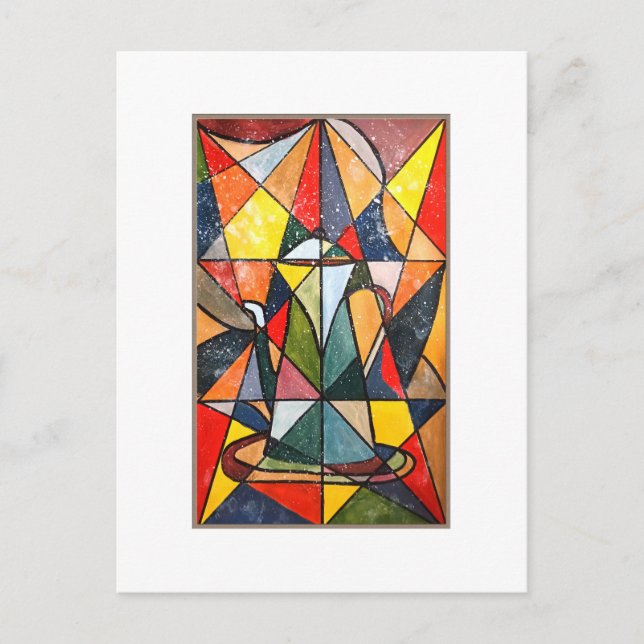 Cartão Postal Pote Acrílico de Trabalho de arte de vidro estampa (Frente)