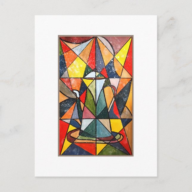 Cartão Postal Pote Acrílico de Trabalho de arte de vidro estampa (Frente)