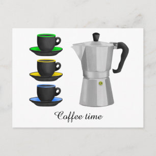 Cartão Postal Pote De Café Espresso Italiano
